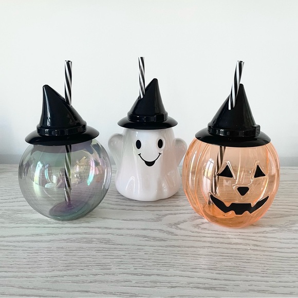 NWT Set of 3 Halloween Character drinking cups with straws - Picture 3 of 3